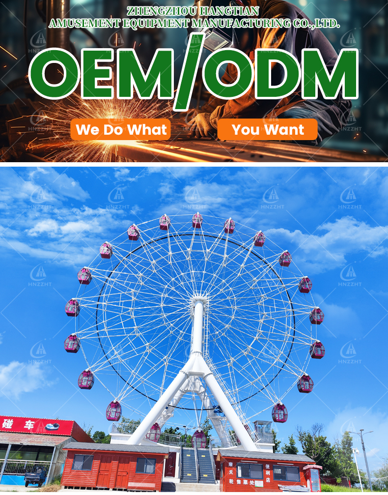 Ferris wheel installed on a prepared foundation in an amusement park