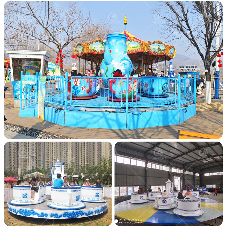 Tea cup ride drive system and rotation mechanism