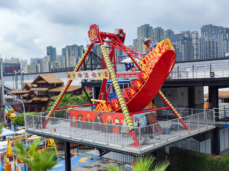 Pirate ship amusement ride at a family entertainment venue